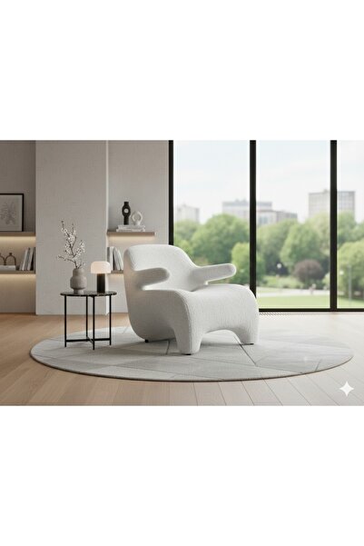 Crestj Modern recliner with a curved design and luxurious bouclé fabric