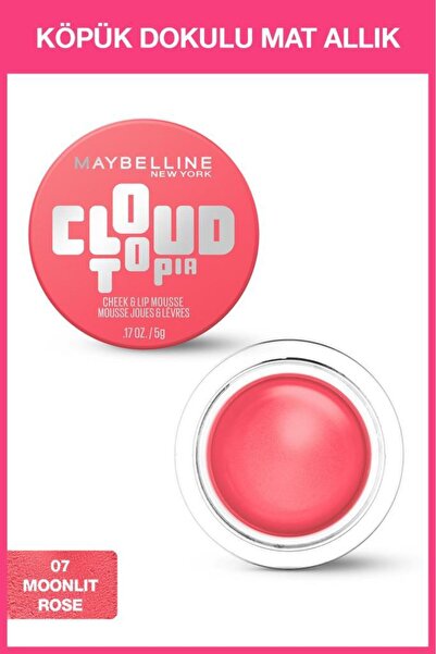 Maybelline New York Cloudtopia Köpük Dokulu Mat Allık & Ruj 07 Moonlit Rose