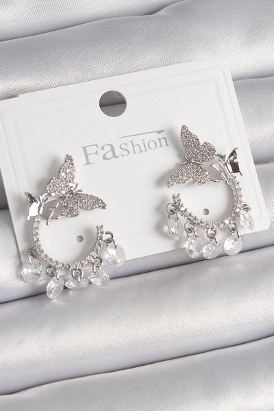 blackpure أقراط نسائية من إليزفا بلون نحاسي فضي مع حجر الزركون وتفاصيل متدلية...