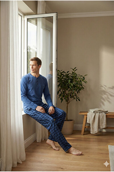 PURİFİCADO 100% Cotton New Season 2026 Buttoned Collar Men's Pajama Set