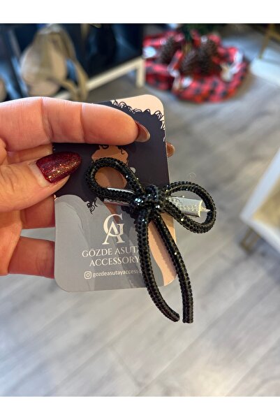 gozdeasutayaccessory Black Glitter Mini Pen Buckle