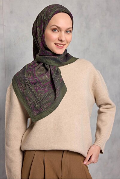 Silk Home Viscose Velora Scarf Four Seasons Army Green 90X90