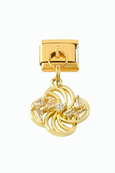 Marsilyan Flower Zircon Stone Sallatılı Steel Charm