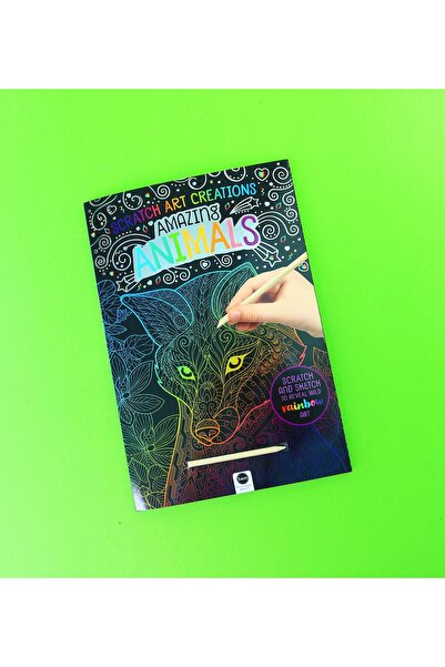 Gift Moda Scratch Art Creations Amazing Animals – Scratch Painting and Doodli...