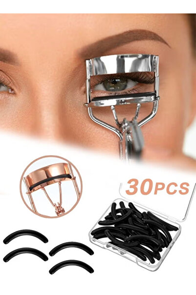 BSMBIOO 30 وسادة بديلة من السيليكون لتجعيد الرموش مع علبة تخزين شفافة