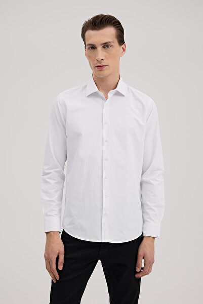 Jakamen Cămașă albă din amestec de bumbac, cu croială confortabilă