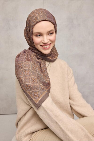 Silk Home Eșarfă din viscoză Velora Four Seasons Clover Pattern Caramel 90x90