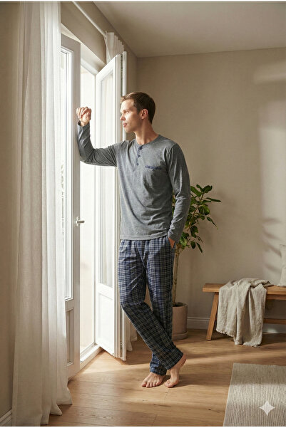 PURİFİCADO 100% Cotton New Season 2026 Buttoned Collar Men's Pajama Set