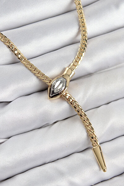 blackpure Brass Elevator Snake Model Gold Color Women's Necklace