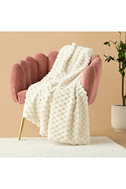 Lifestyle Honeycomb Textured Fur Throw - 127x152 cms