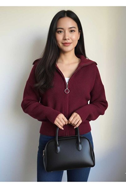 MODA İSTAN kadın fermuarlı triko hırka