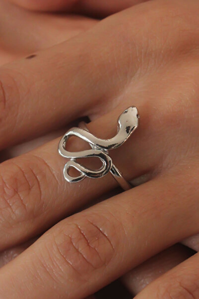 blackpure Silver Color Snake Model Women's Ring