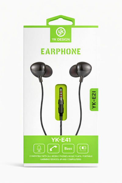 YK Design YK-E41 Stereo Kulakiçi Kulaklık – Mikrofonlu, Güçlü Bass