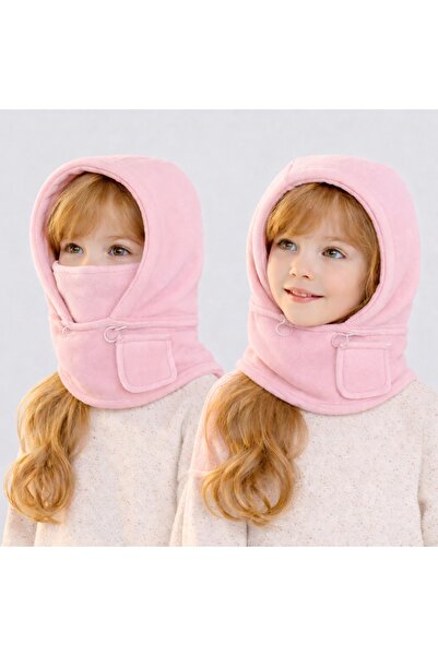 GlassySKY (3-5 Yaş) 1 Adet Tam Yüz Korumalı Çift Kat Polar Kışlık Çocuk Şapka...