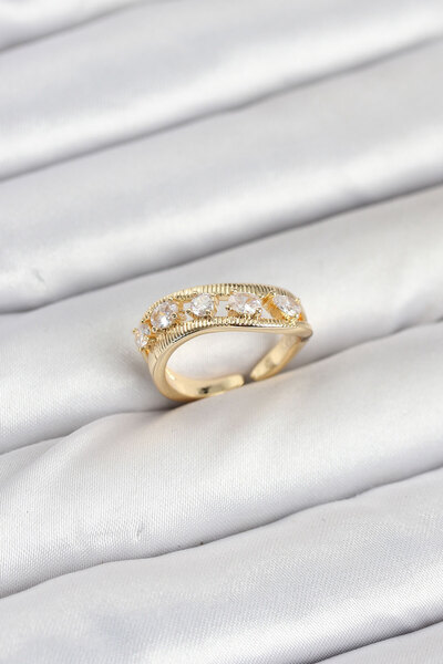 blackpure خاتم نسائي من حجر الزركون باللون الذهبي النحاسي