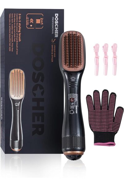 DOSCHER 3 in 1 Hair Dryer Brush & Straightener Brush