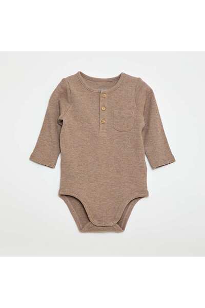 KIABI Long-sleeved Waffle Knit Bodysuit BROWN
