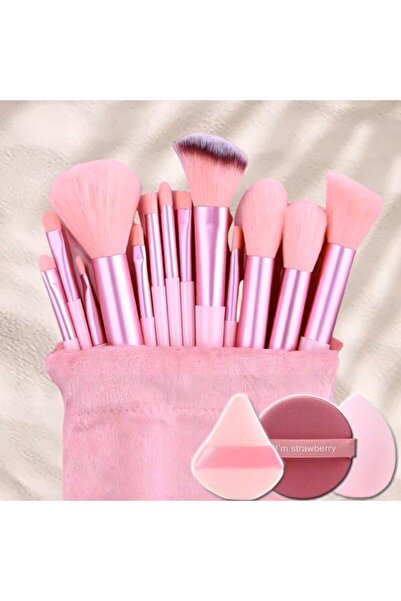 MORESUN 16-Piece Pink Makeup Brush Set (Blush-Foundation-Eyeshadow-Crease) - ...