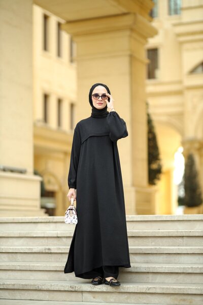 NS Moda Tesettür Sultani Set Black-Model 561