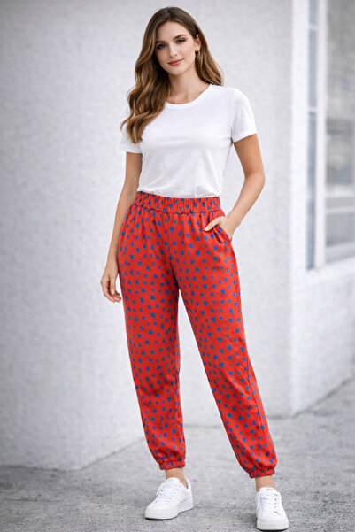 metsawear Patterned Three Thread Fleece-Lined Rubberized Long Sweatpants