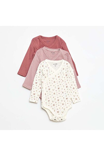 KIABI طقم من 3 قطع من ملابس الأطفال الداخلية بأكمام طويلة مع أزرار كبس باللون...