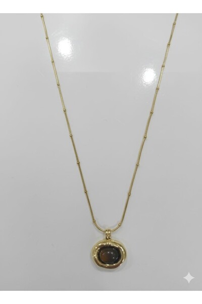 AKFECAN Steel 316L Bead Chain Stone Necklace