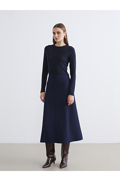 LC Waikiki Navy Blue Elastic Waist Knitwear Skirt