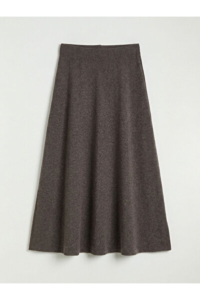 LC Waikiki Kahverengi Beli Lastikli Kloş Etek