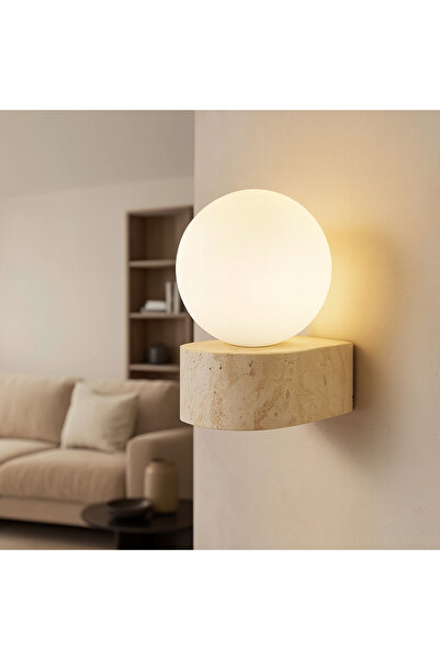DEISIS HOME VANERN Traverten Raflı Küre Duvar Apliği