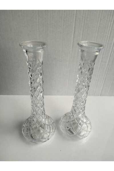 kurt41 2 Embossed Thin Glass Vases (25 cm)