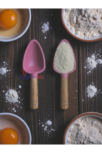 Multiamo 2Pcs Acacia Handle Silicone Mini Size Measuring Spoon Coffee Sugar M...