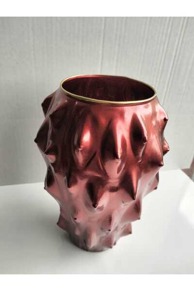 kurt41 Decorative Line Glass Vase with Gold Foil Coating - 25 cm