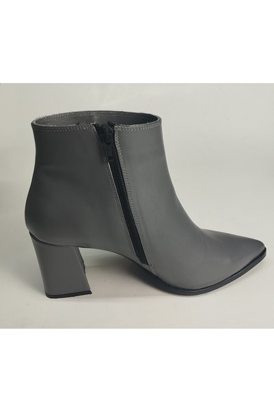 Lucciola Women's Genuine Leather Gray Leather Heeled Boots