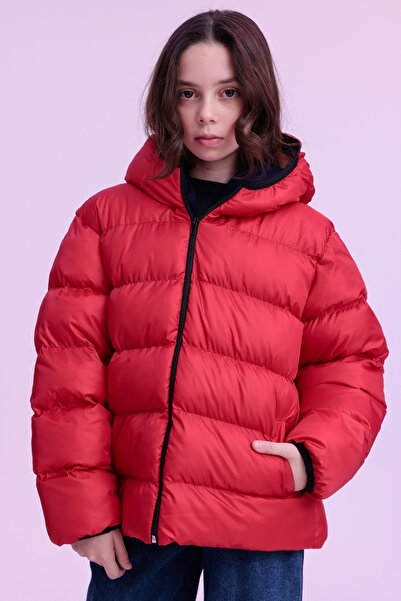 Gizrain Κοριτσίστικο κόκκινο αδιάβροχο και αντιανεμικό παλτό με φλις επένδυση...