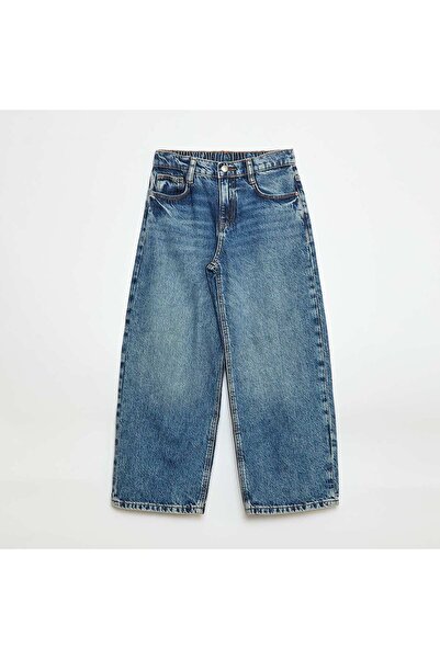 KIABI Solid Baggy 5-Pocket Jeans BLUE