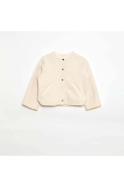 KIABI Faux Shearling Snap-Front Jacket WHITE