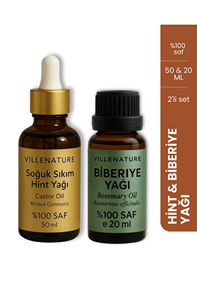 VILLENATURE 2'li Biberiye Yağı 20 ML & Hint Yağı 50 ML Set - %100 Saf ve Organik