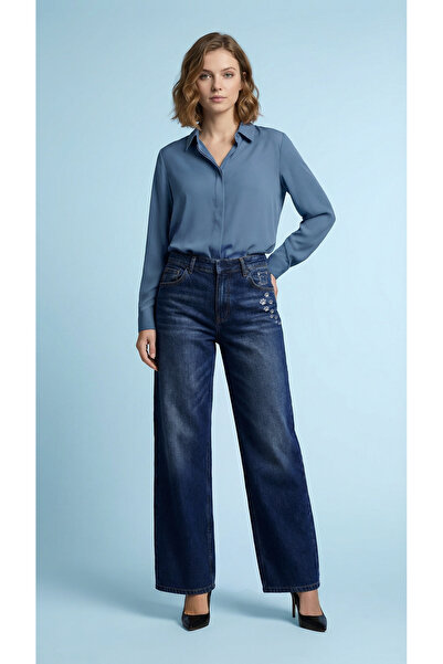 ENZİM JEANS Women's 100% Cotton Wide Leg Baggy Jeans