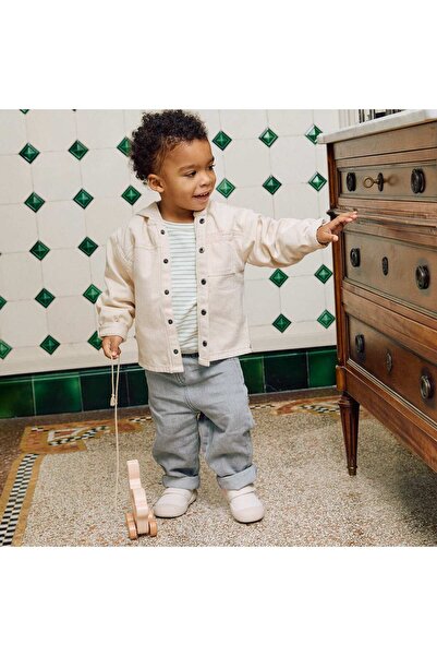 KIABI بنطال جينز واسع الساقين بخصر قابل للتعديل، رمادي