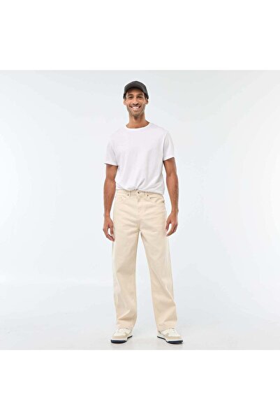 KIABI بنطال جينز أبيض بقصة مستقيمة / عادية، بخمسة جيوب