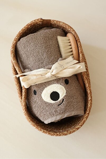 Next Baby Little Dedi 100% Cotton Newborn Bath Towel Wooden Comb Set (with Ba...