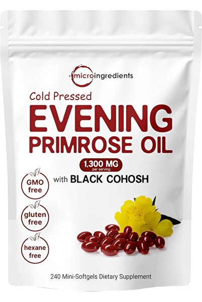 Micro ingredients زيت زهرة الربيع المسائية ١٣٠٠ ملغ لكل جرعة، ٢٤٠ كبسولة هلامية