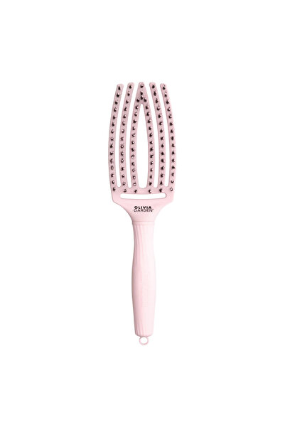 Olivia Garden Perie curbata mediu roz Fingerbrush