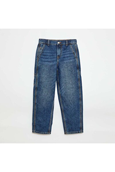 KIABI بنطال جينز فضفاض بجيوب كبيرة، أزرق