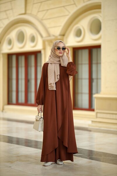 NS Moda Hanedan Hijab Suit Brown-Model 562