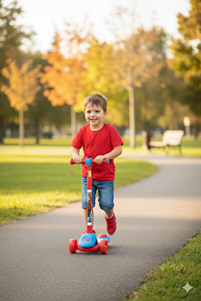 Scooter Fun Spiderman design three-wheeled children's scooter - adjustable an...