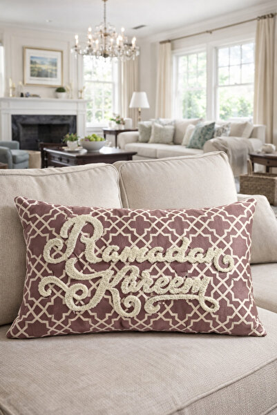 Pilloveland Rectangular Punch Embroidered Cushion Cover - 50*30 cm - Mocha Gr...