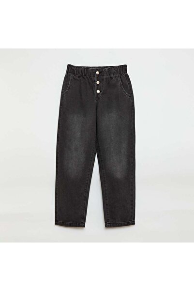 KIABI بنطلون جينز أسود بجيوب على شكل قلب