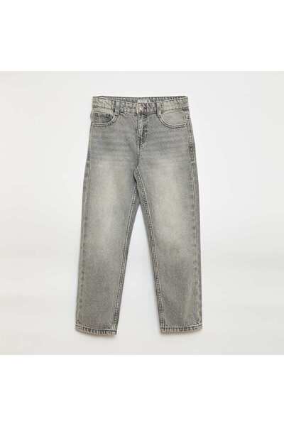 KIABI بنطال جينز مستقيم الساق بخمسة جيوب باللون الرمادي