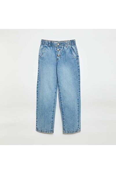 KIABI بنطلون جينز واسع الخصر بجيوب على شكل قلب، لون أزرق